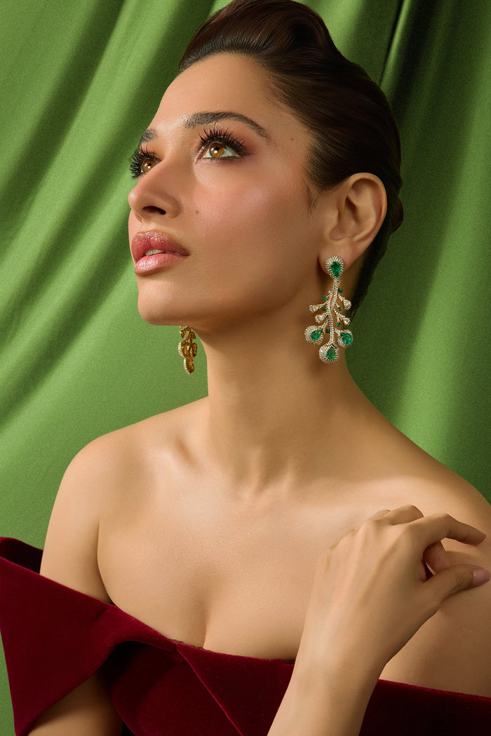 Emerald and Diamond Bloom Chandelier Earrings