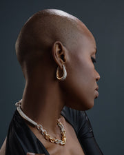 Snow Pave Wave Hoop Earrings