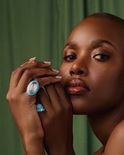Blue Enamel Gold Diamond Band