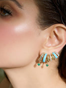 Blue Enamel Heart Mismatch Emerald Climbers