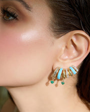 Blue Enamel Heart Mismatch Emerald Climbers