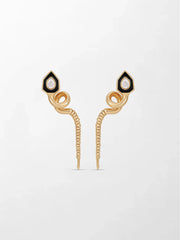 Diamond & Enamel Serpent Drop Earrings