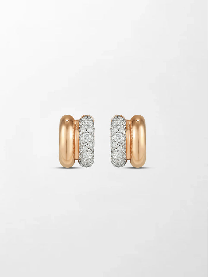 Duo Rose Pavé Huggie