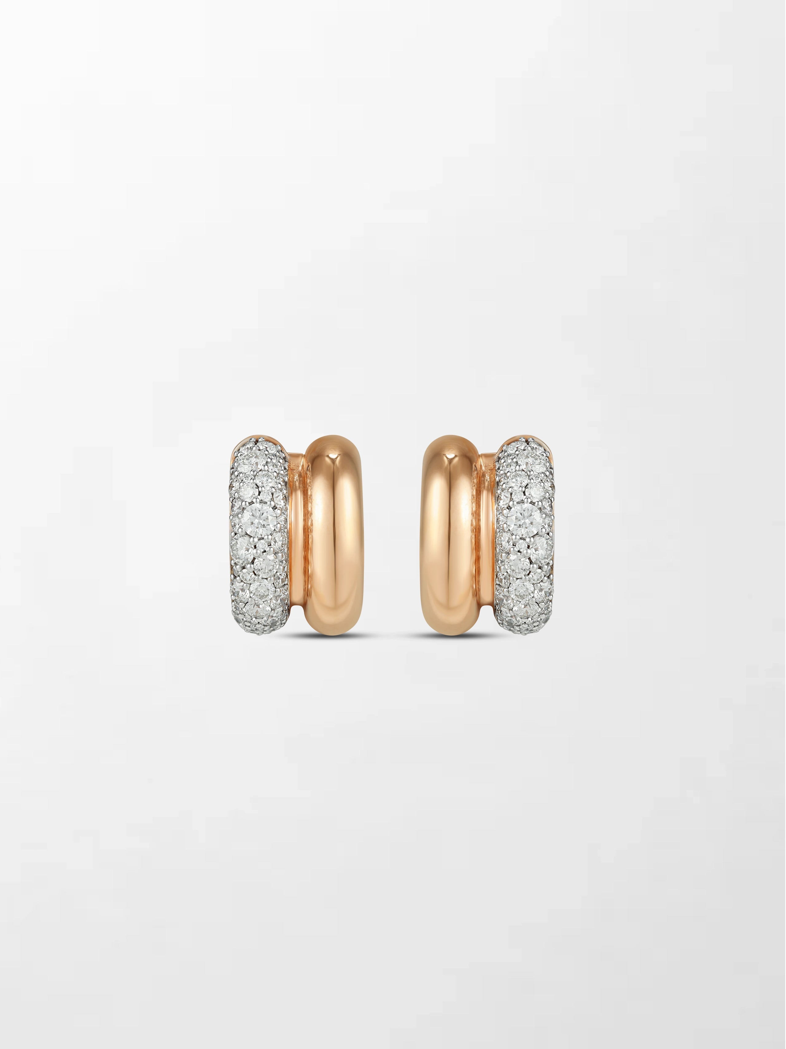 Duo Rose Pavé Huggie