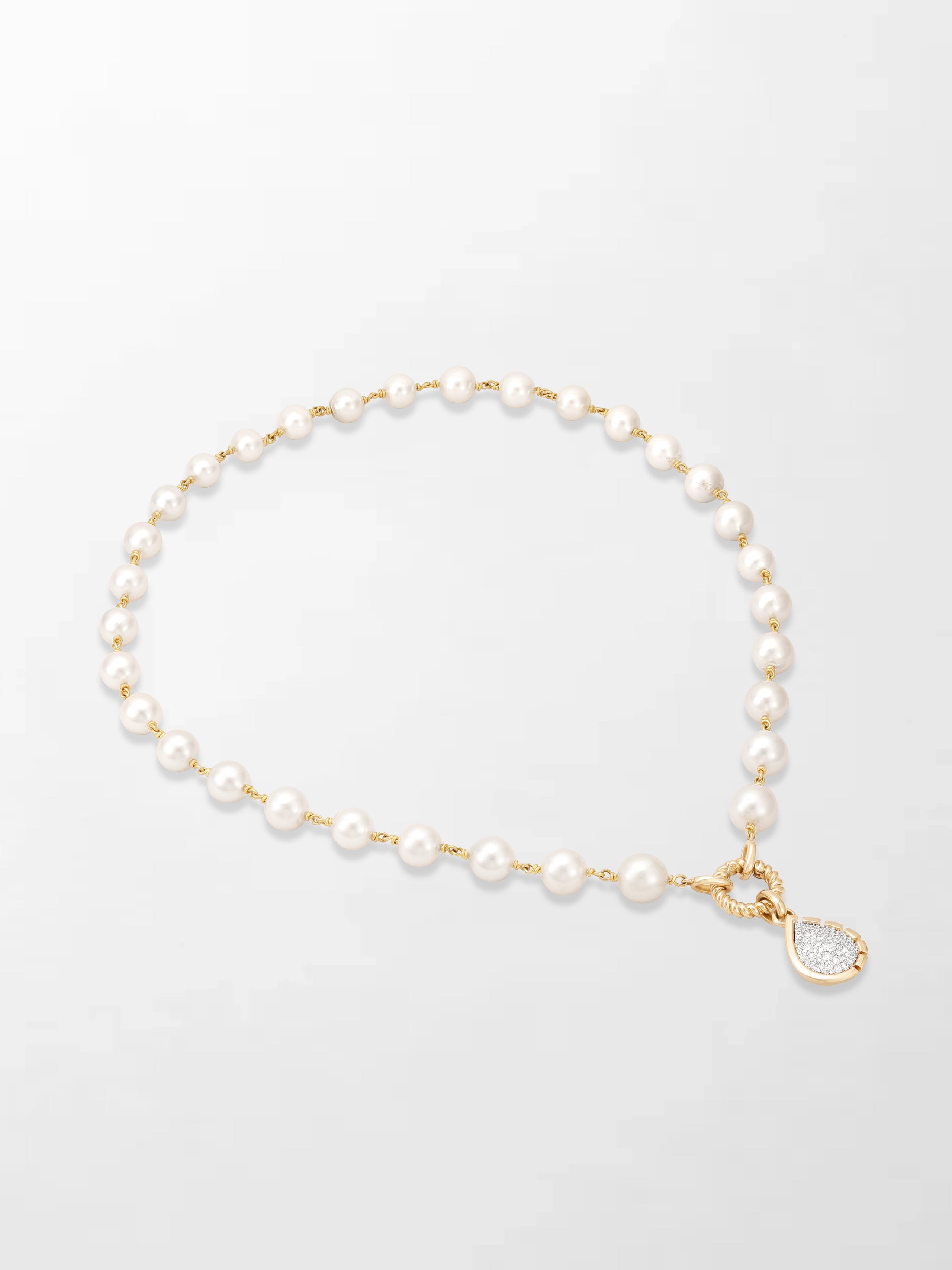 Akoya Pearl Necklace with Split Bezel Pear Pendant