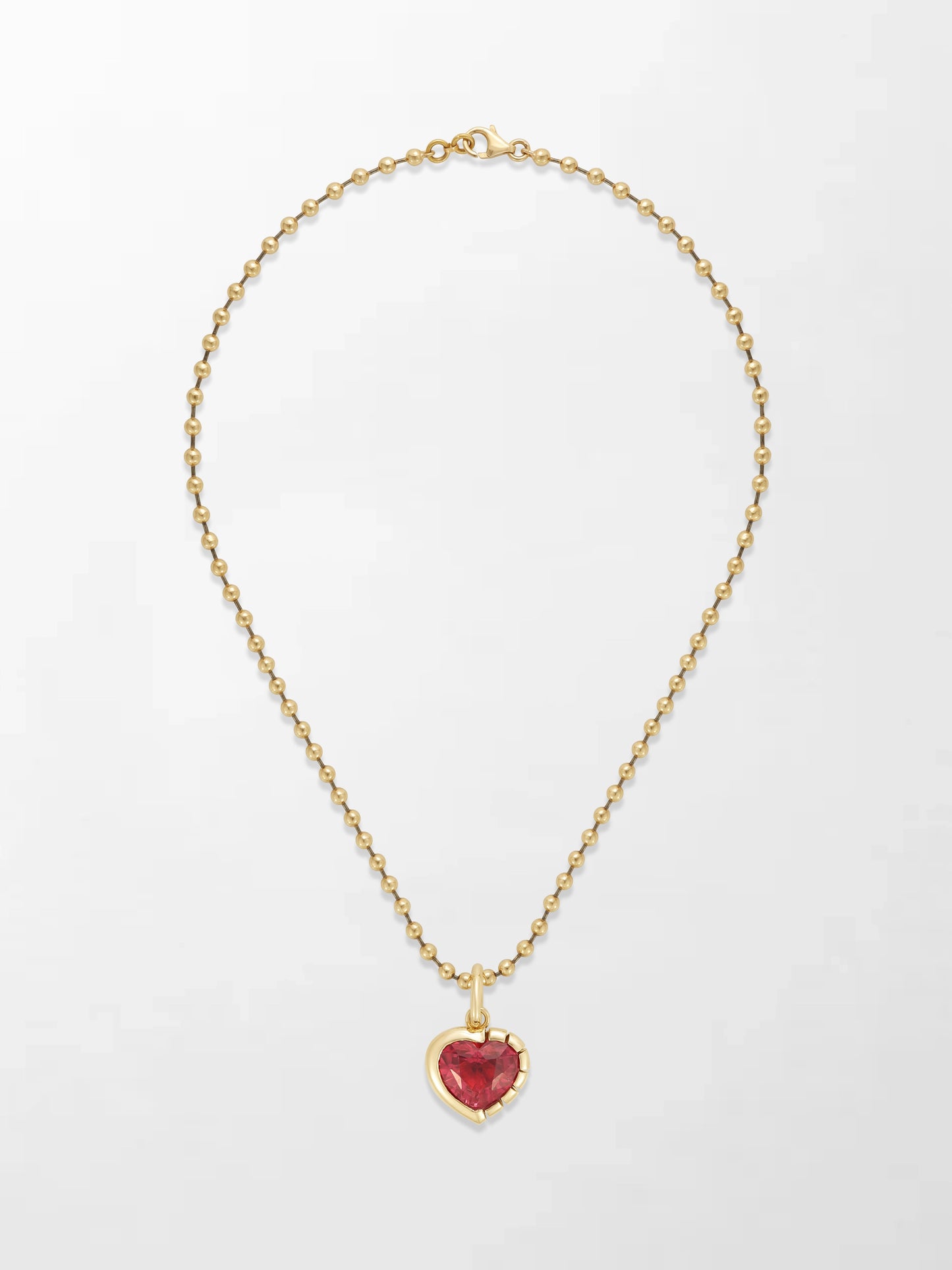 Split Bezel Ruby Pendant with Ball Chain