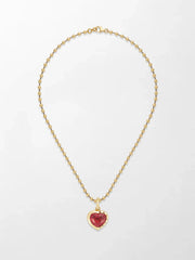 Split Bezel Ruby Pendant with Ball Chain