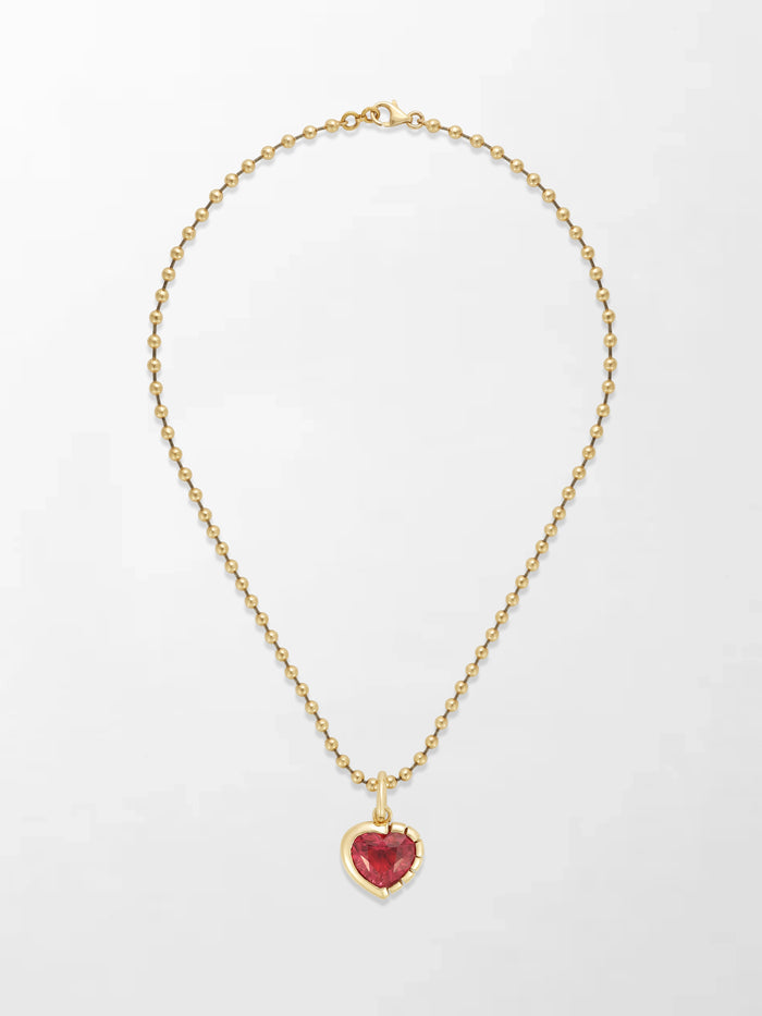 Split Bezel Ruby Pendant with Ball Chain