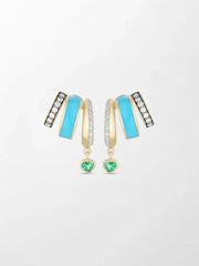 Blue Enamel Heart Emerald Claw