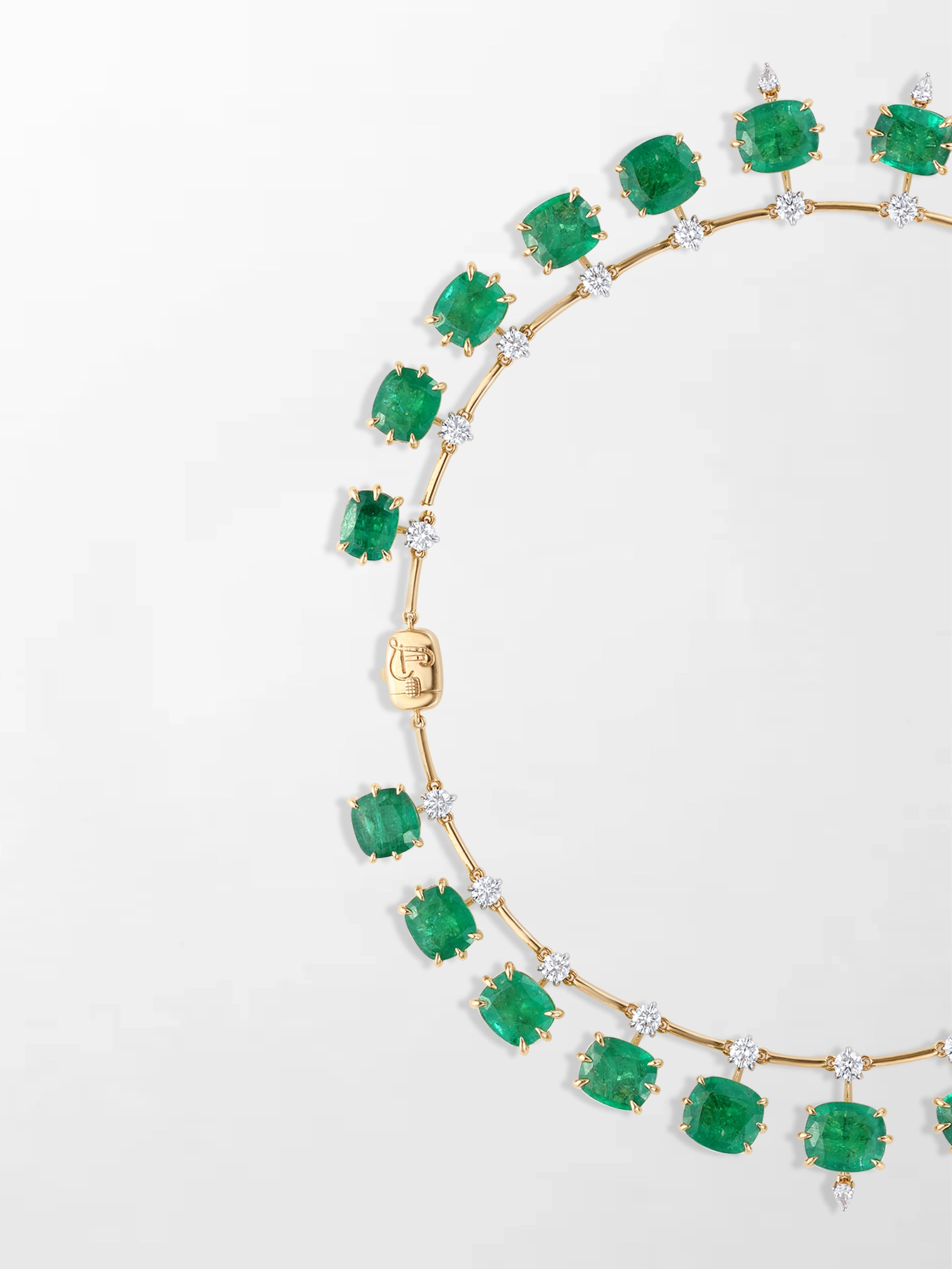 Vintage Cushion Emerald Necklace