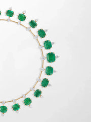 Vintage Cushion Emerald Necklace