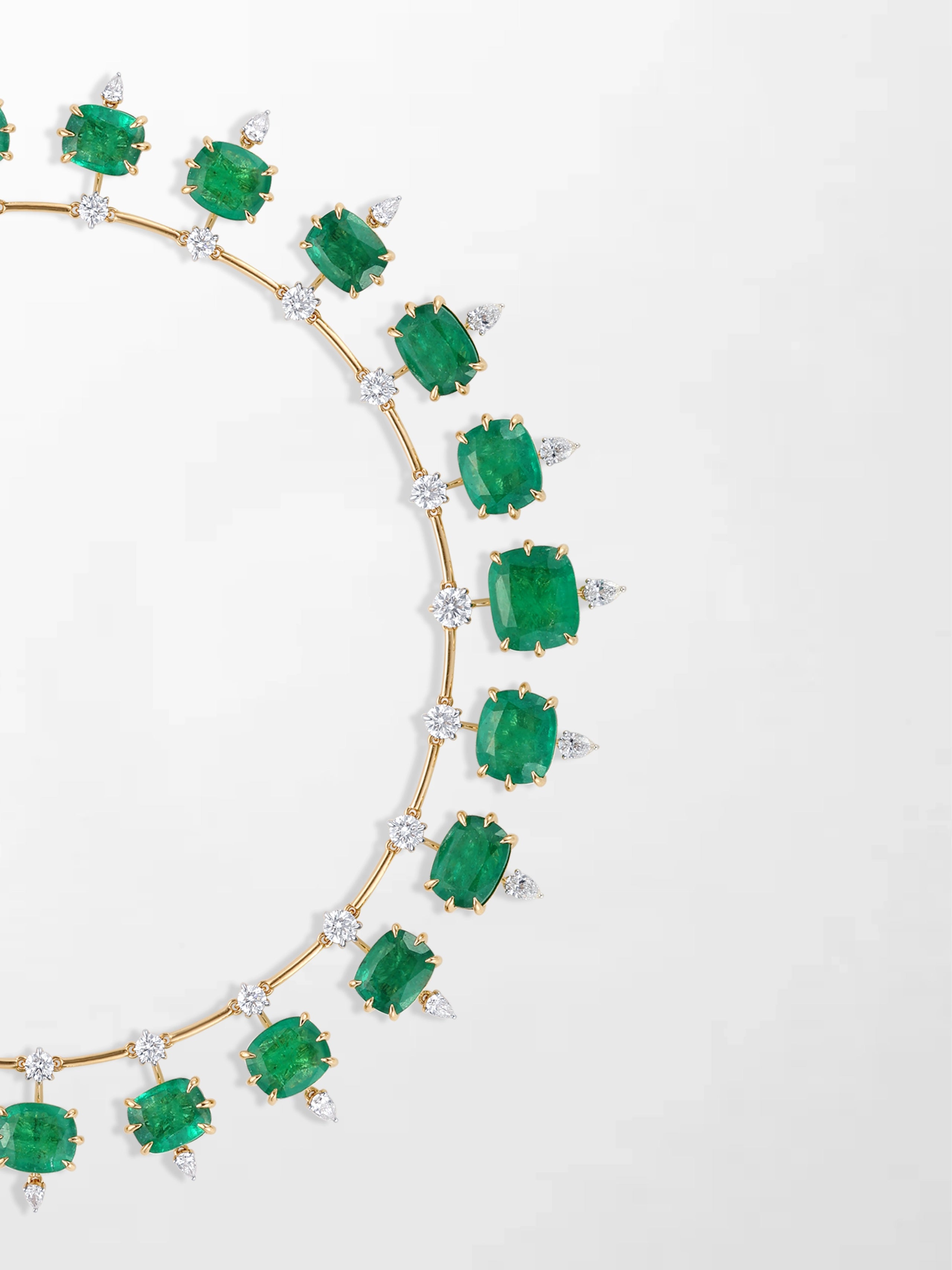 Vintage Cushion Emerald Necklace