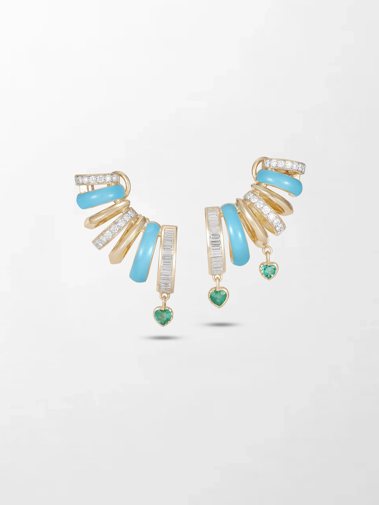 Blue Enamel Heart Mismatch Emerald Climbers