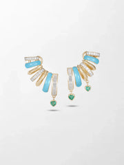 Blue Enamel Heart Mismatch Emerald Climbers