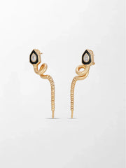 Diamond & Enamel Serpent Drop Earrings