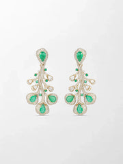 Emerald and Diamond Bloom Chandelier Earrings