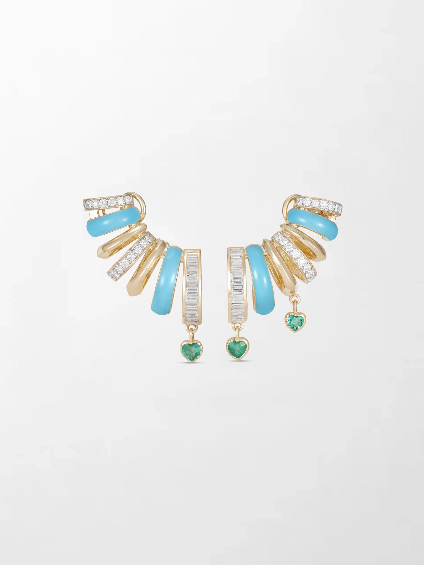 Blue Enamel Heart Mismatch Emerald Climbers