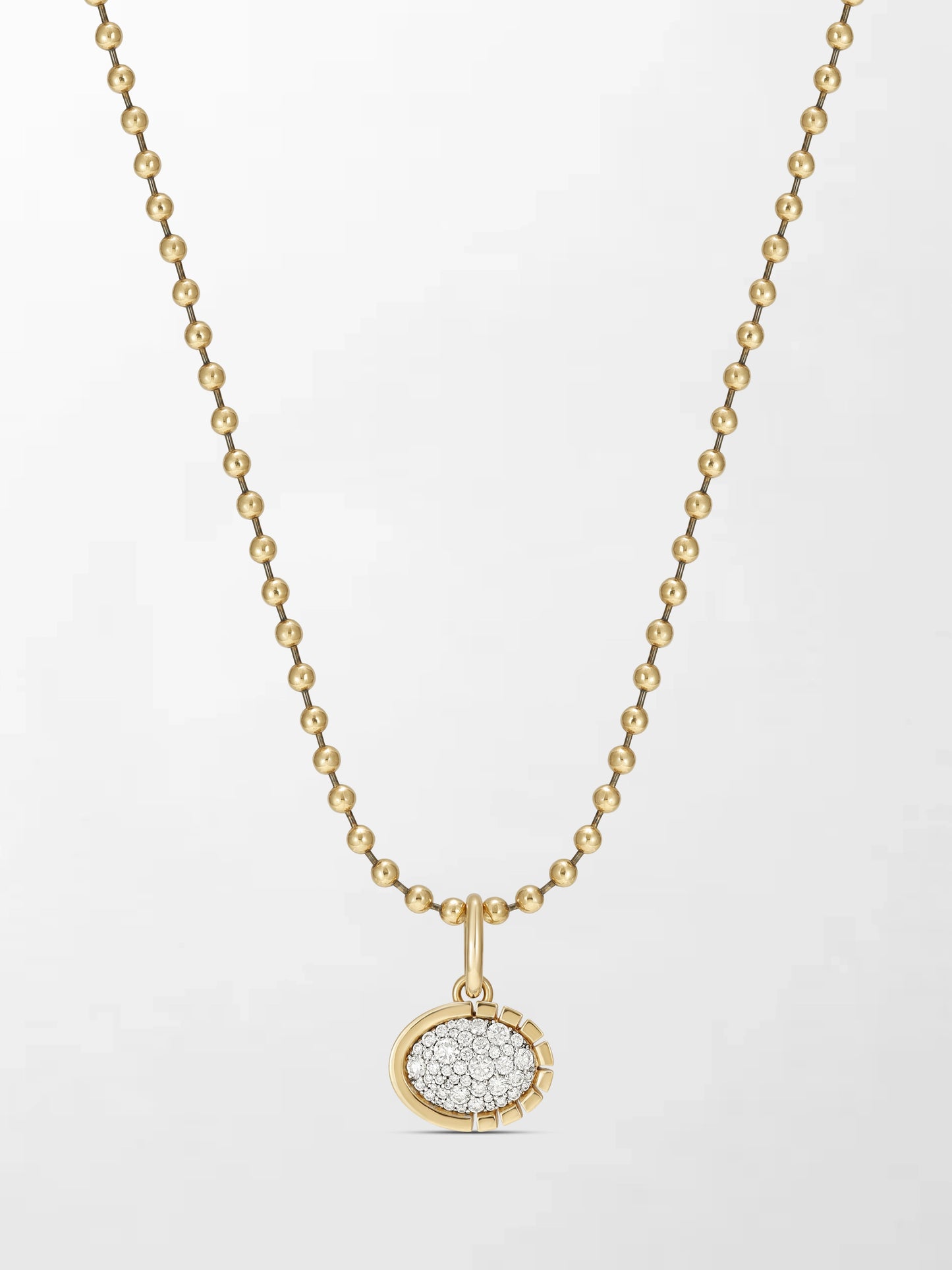Split Bezel Pavé Pendant with Ball Chain