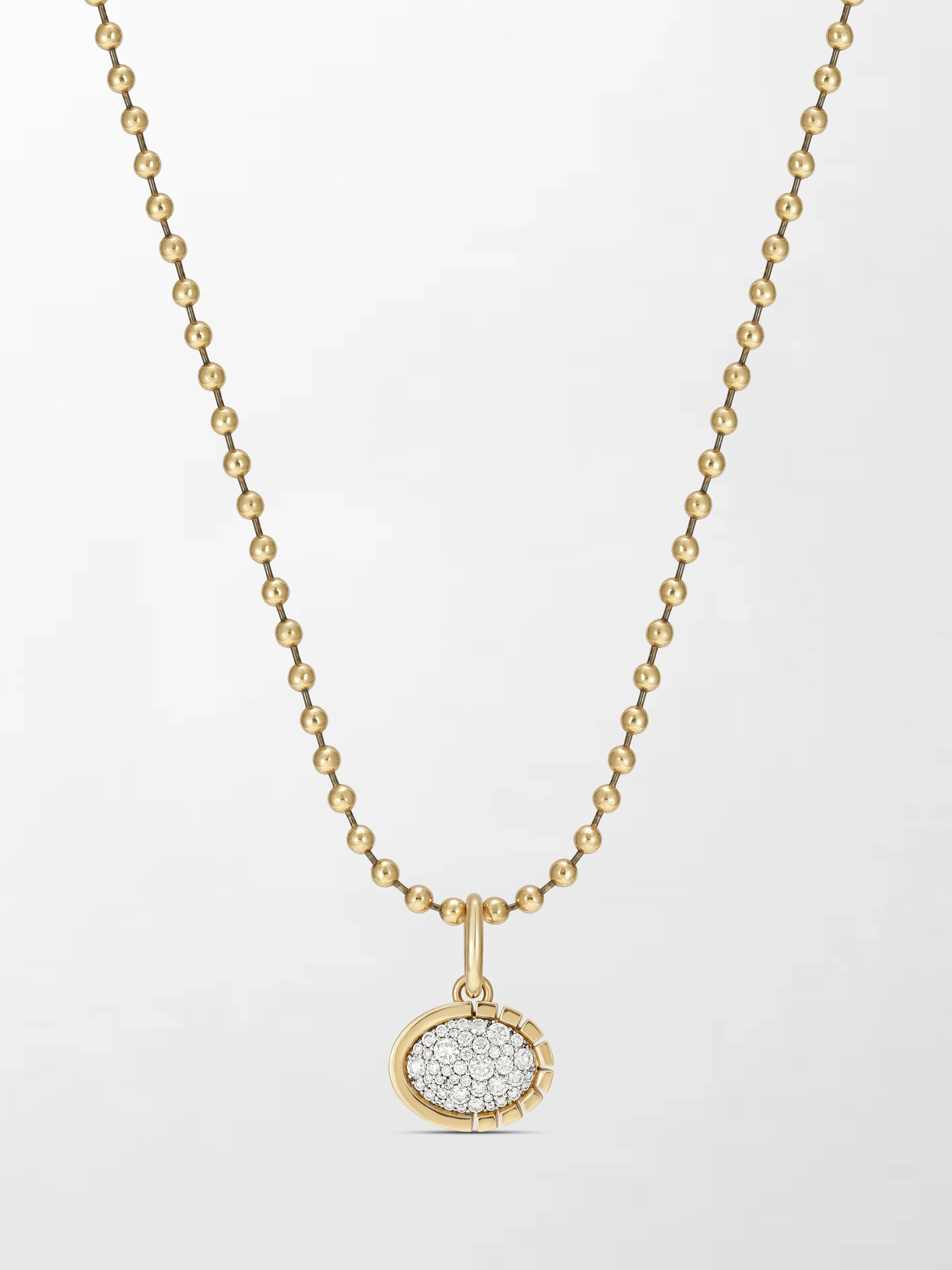 Split Bezel Pavé Pendant with Ball Chain