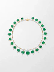 Vintage Cushion Emerald Necklace