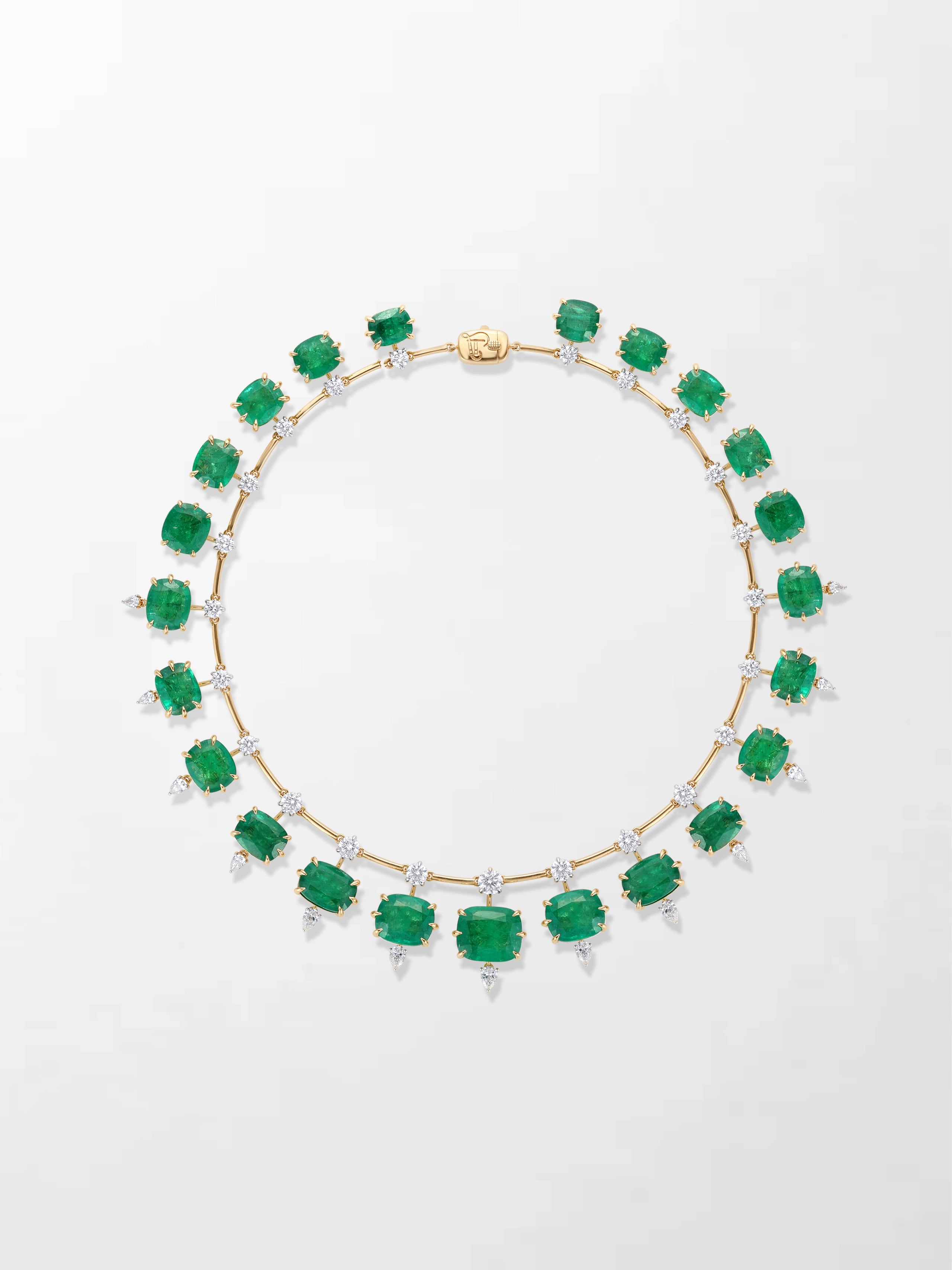 Vintage Cushion Emerald Necklace