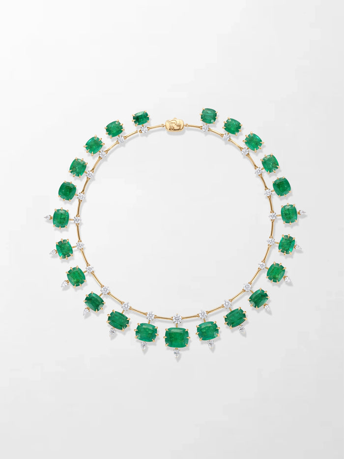 Vintage Cushion Emerald Necklace