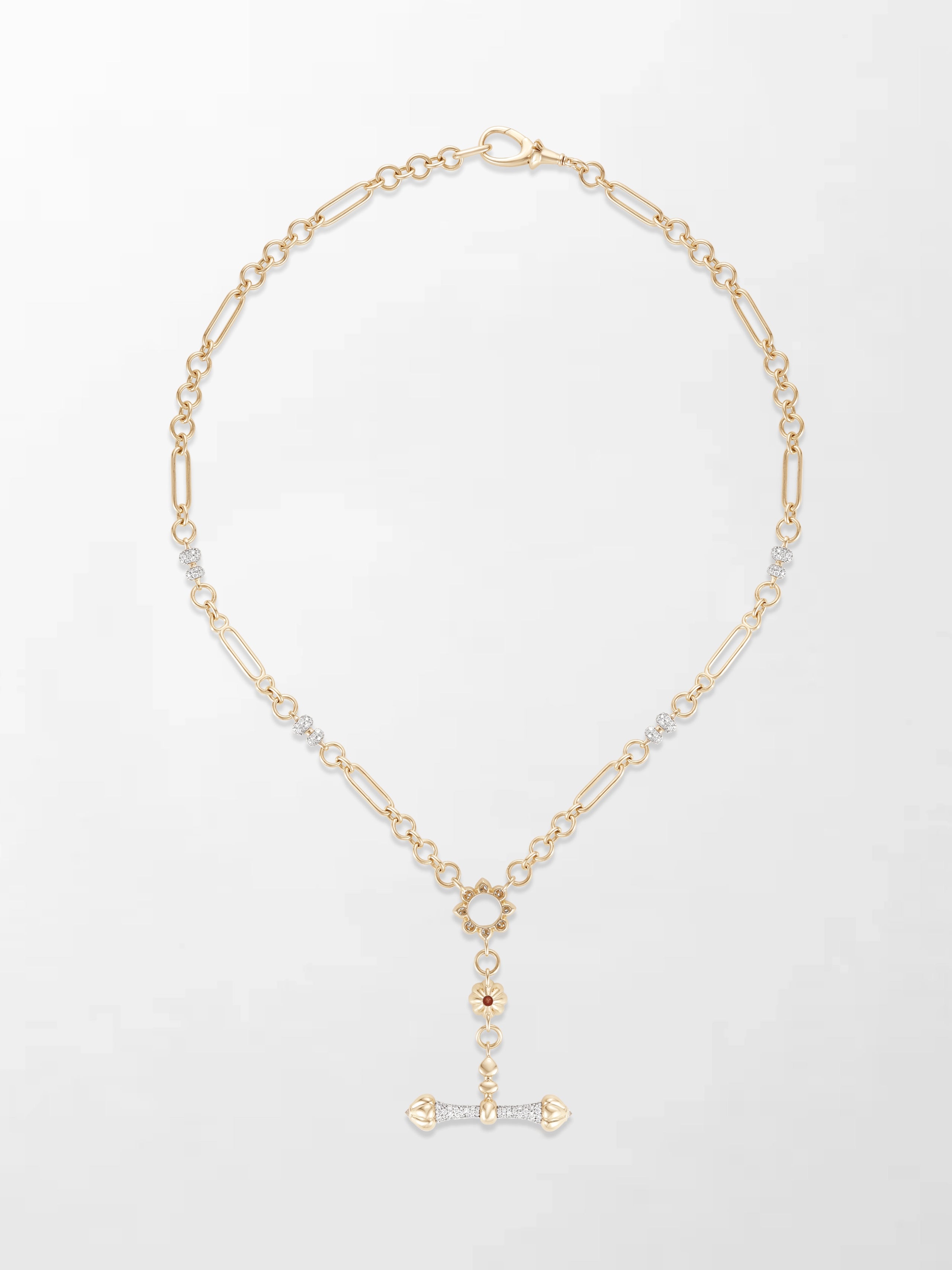 Pink Tourmaline T-Bar Chain