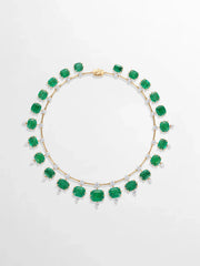 Vintage Cushion Emerald Necklace