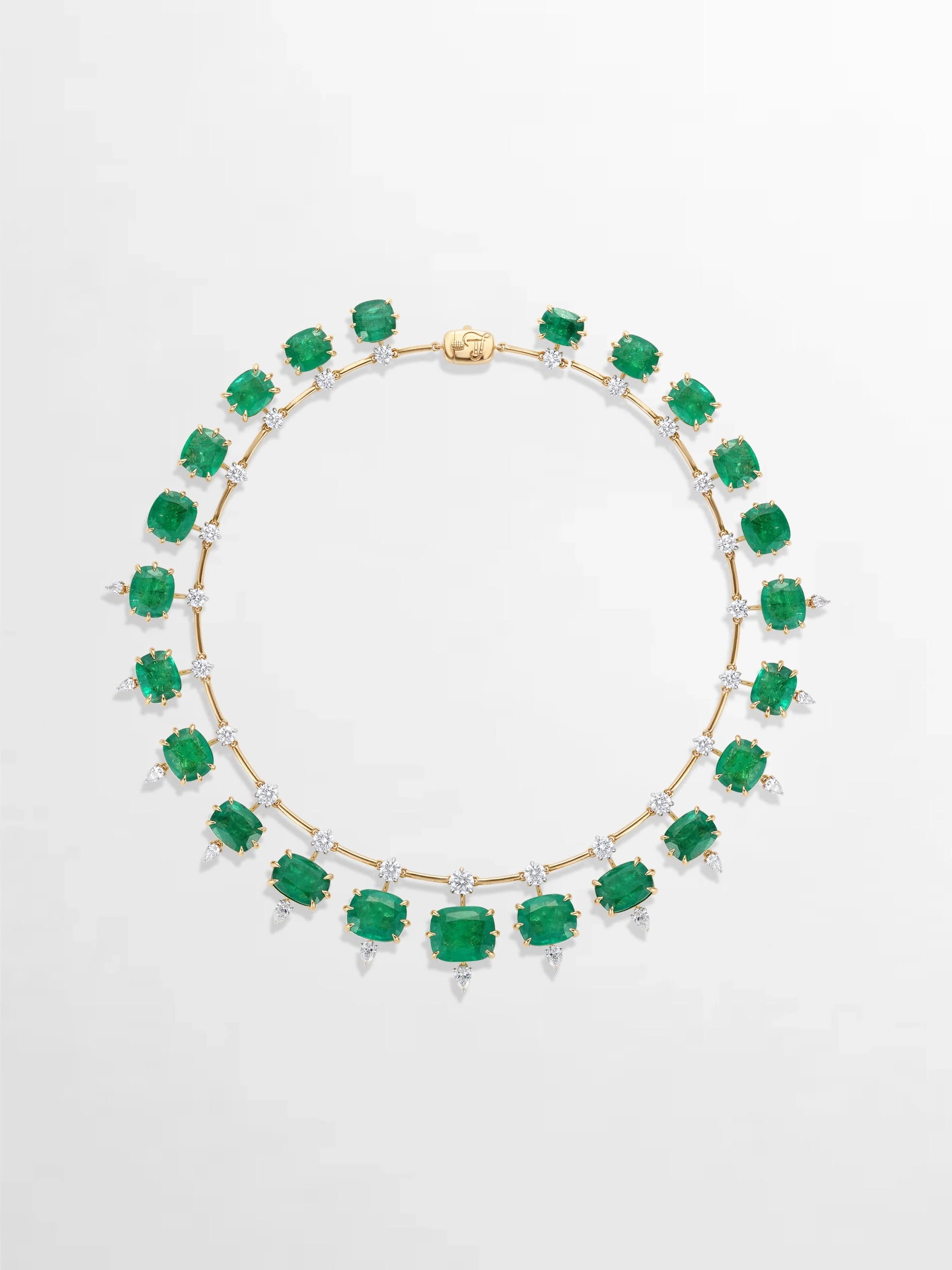 Vintage Cushion Emerald Necklace