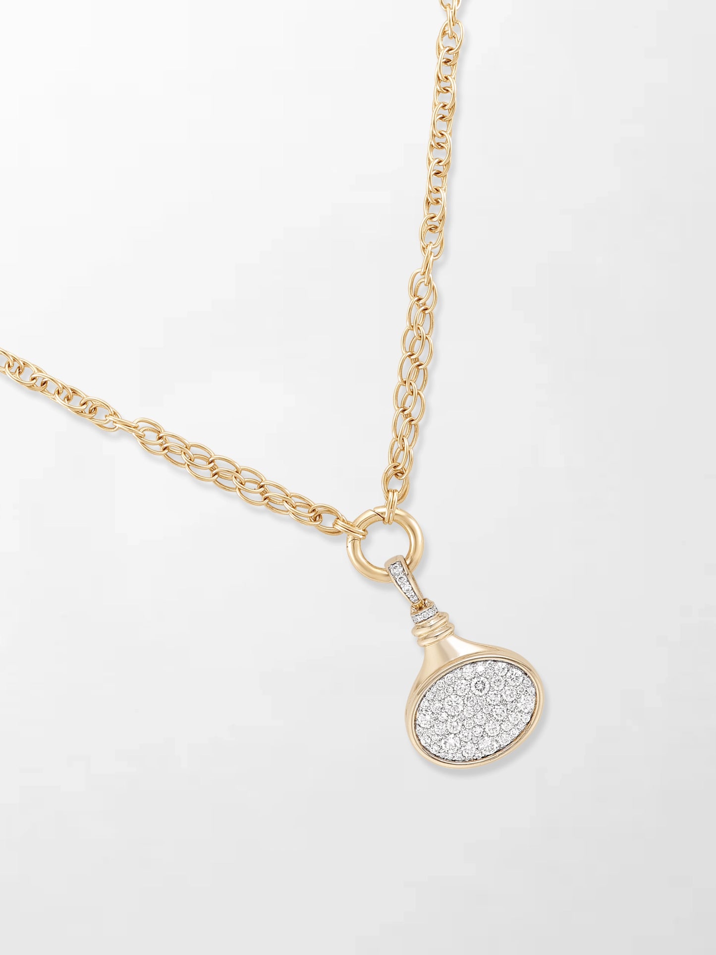 Oval Motif Pave Pendent on Illusion Chain