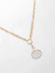 Oval Motif Pave Pendent on Illusion Chain