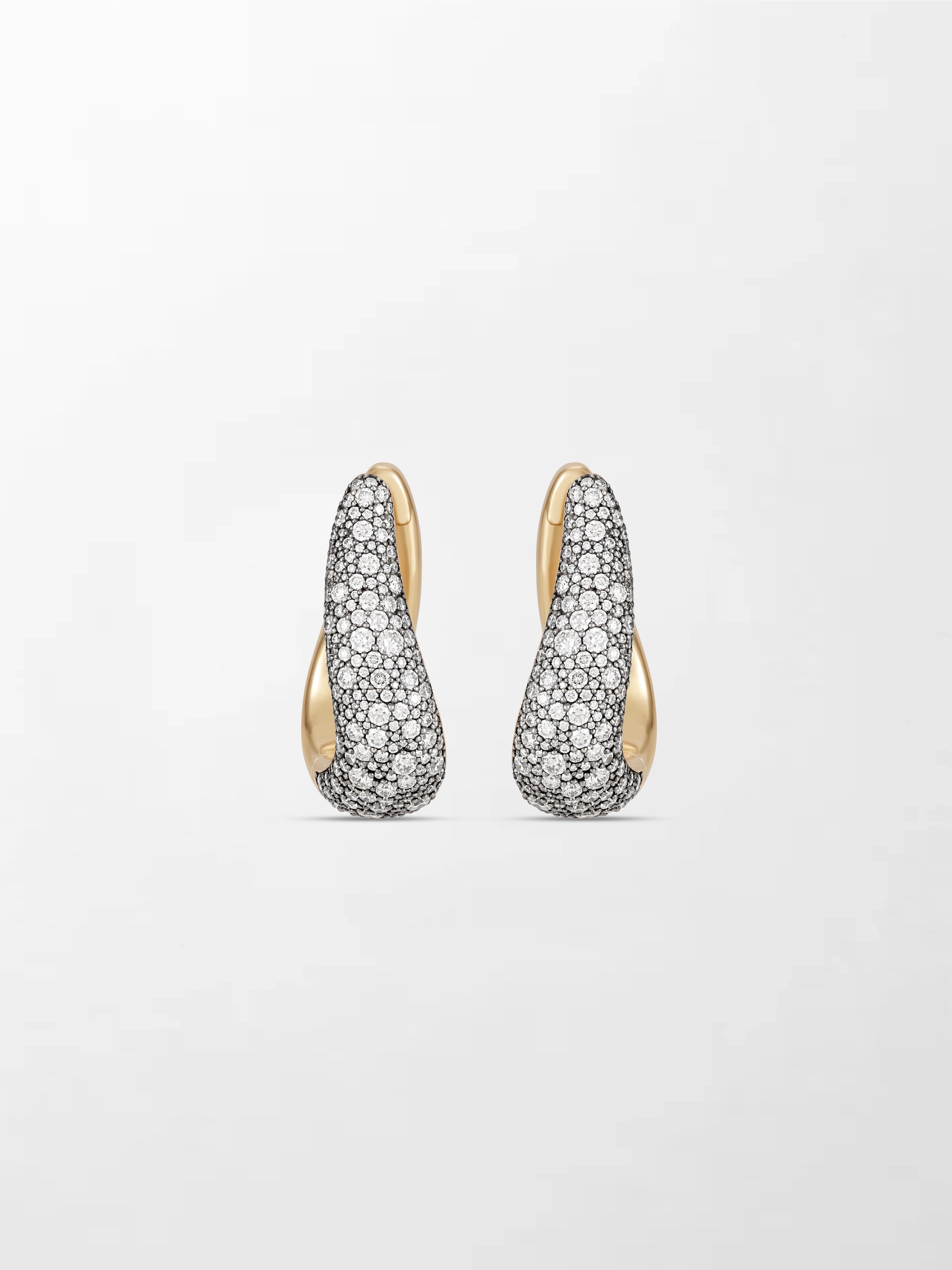 Snow Pave Wave Hoop Earrings