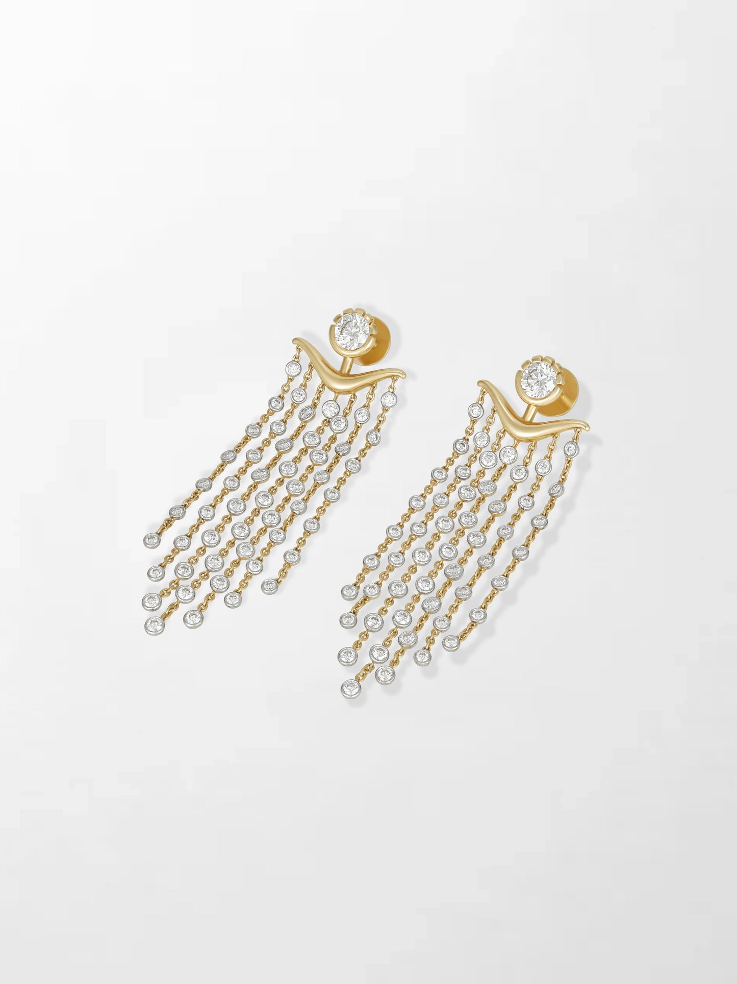 Long Split Bezel Cascade Earring