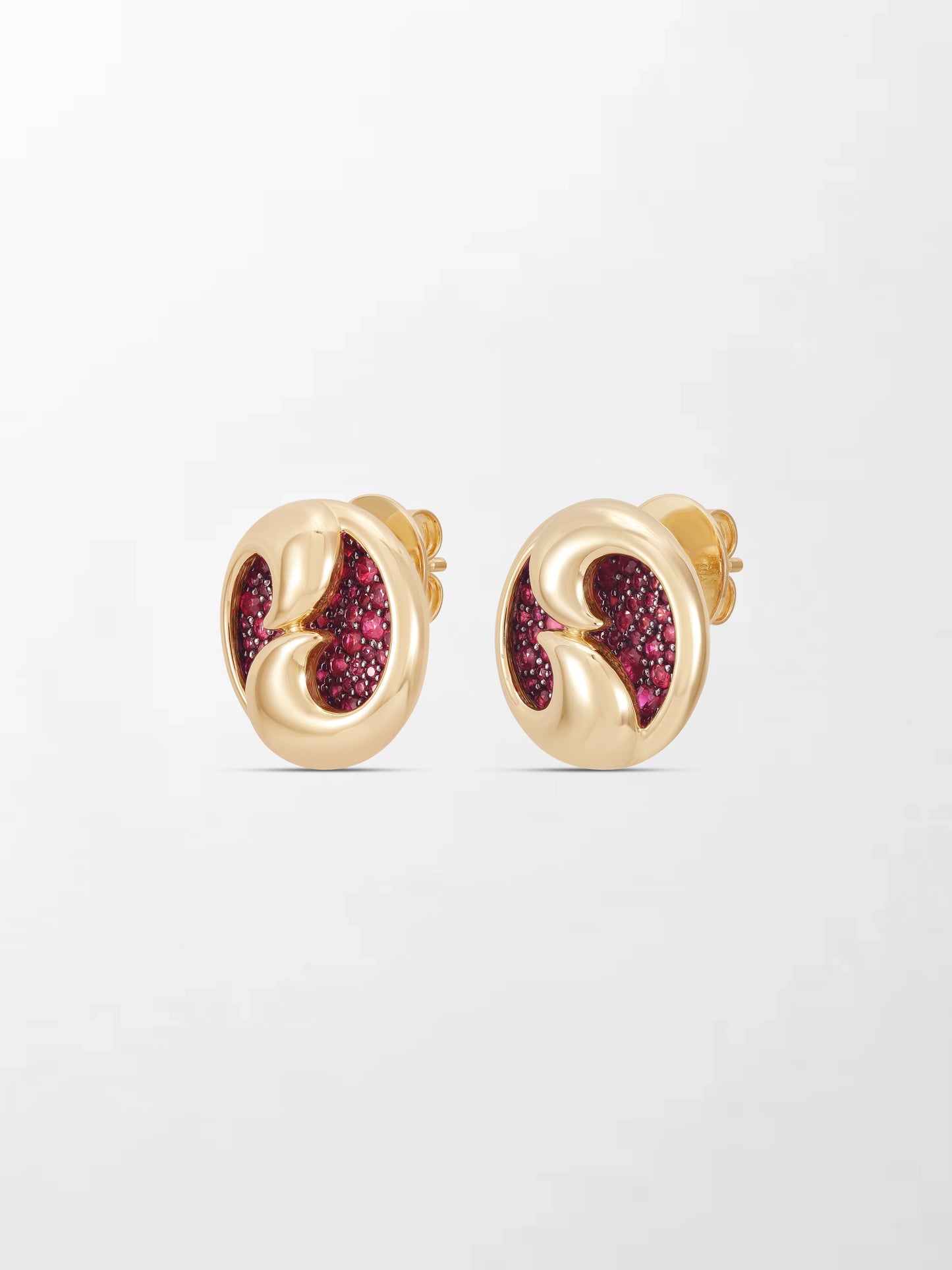 Yin - Yang Flick Ruby Studs