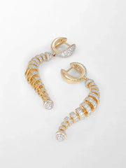 Diamond Huggie Elongé Roundelle Earrings