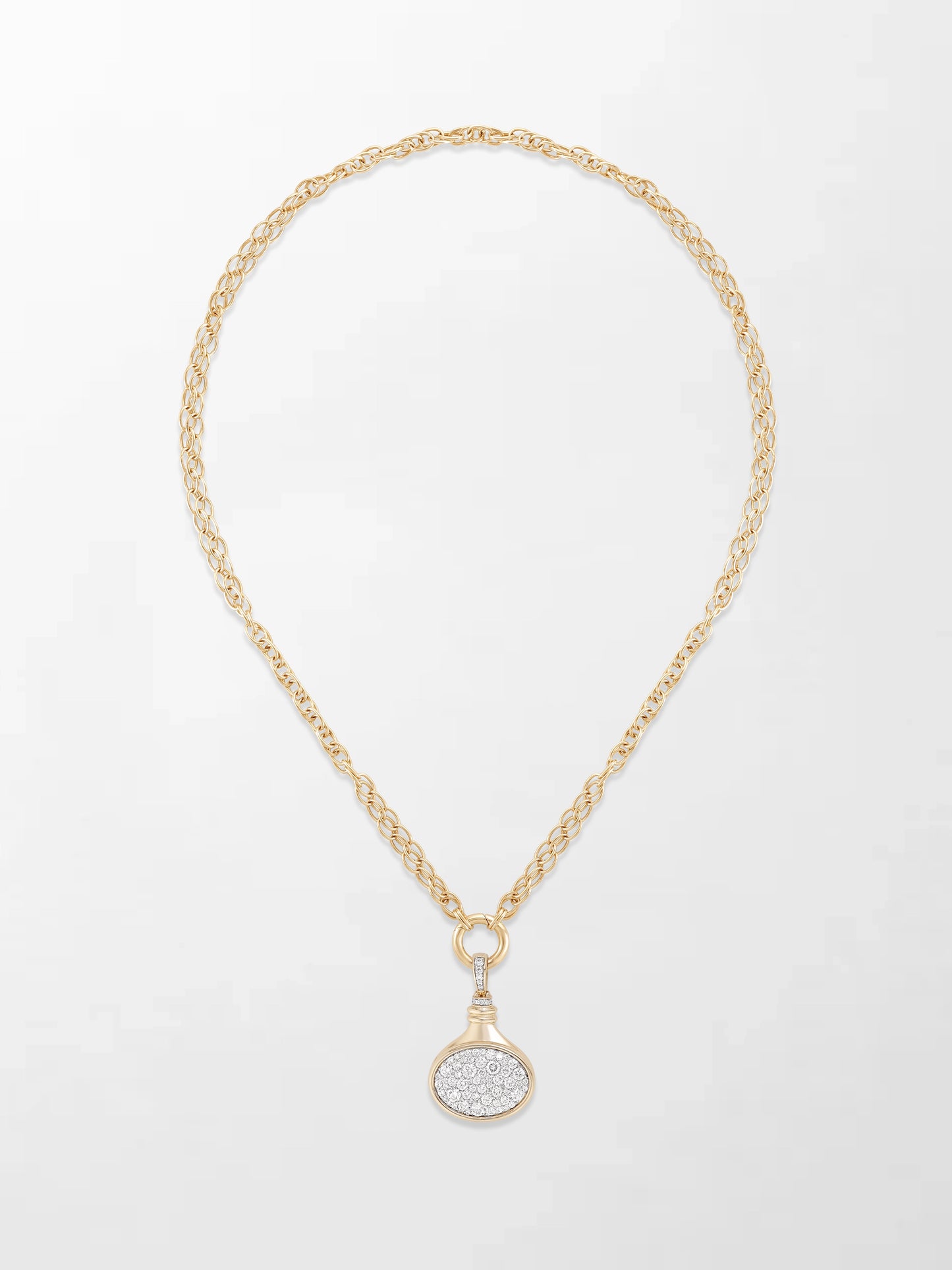 Oval Motif Pave Pendent on Illusion Chain