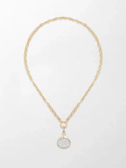Oval Motif Pave Pendent on Illusion Chain