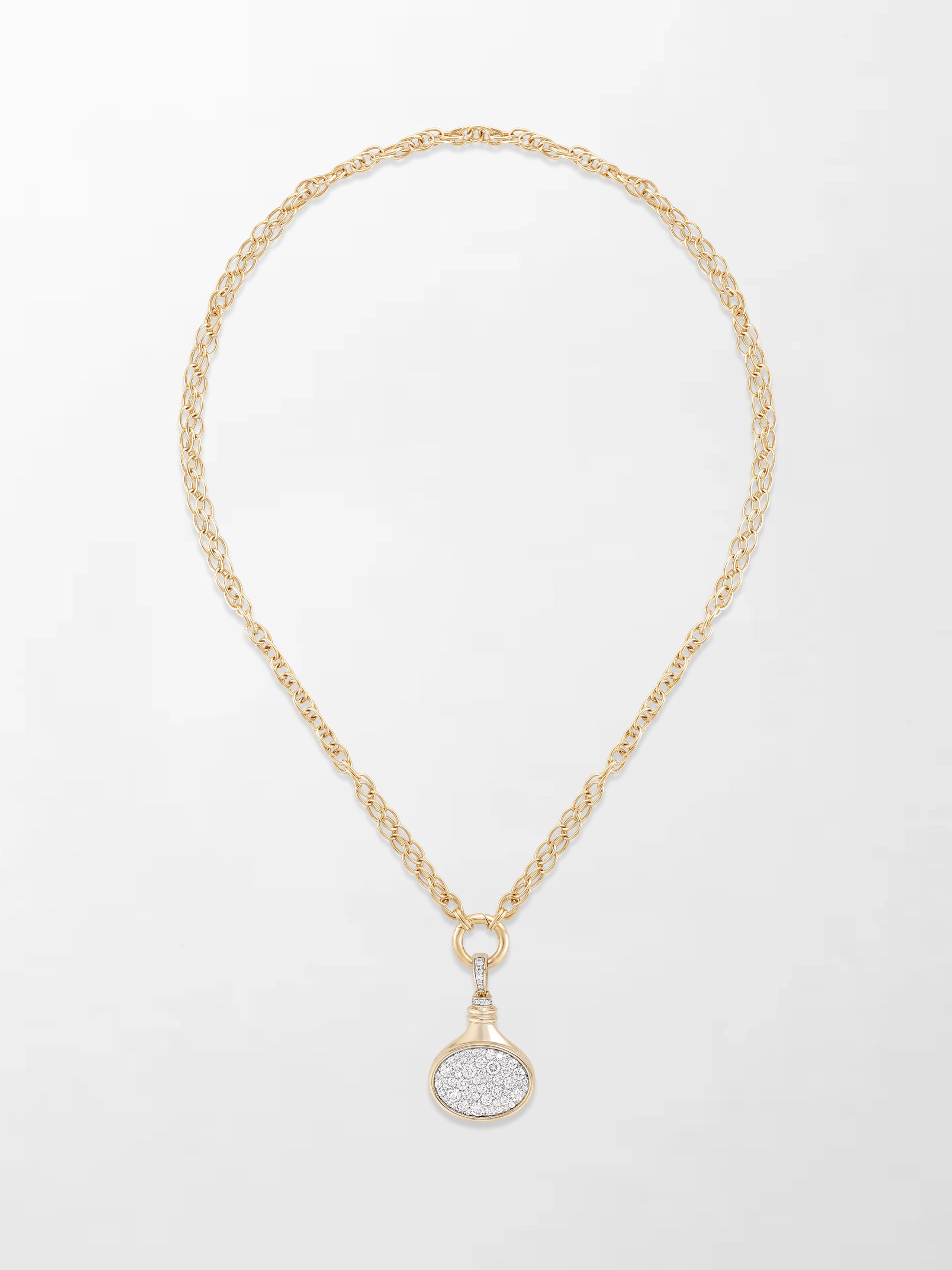 Oval Motif Pave Pendent on Illusion Chain