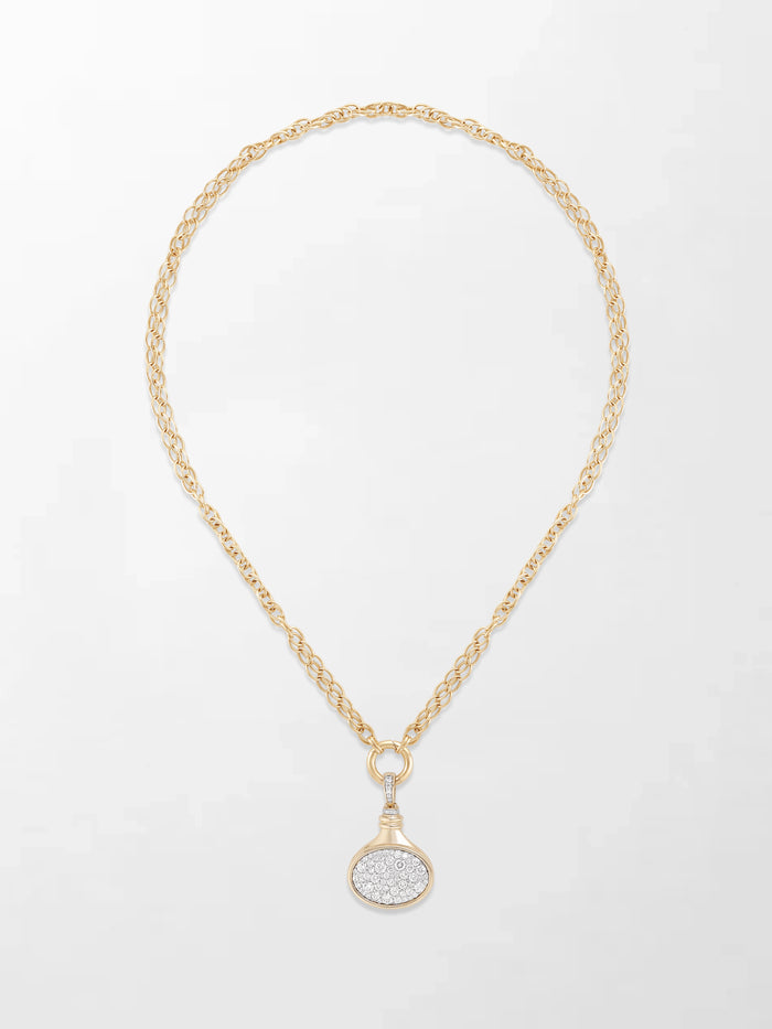 Oval Motif Pave Pendent on Illusion Chain
