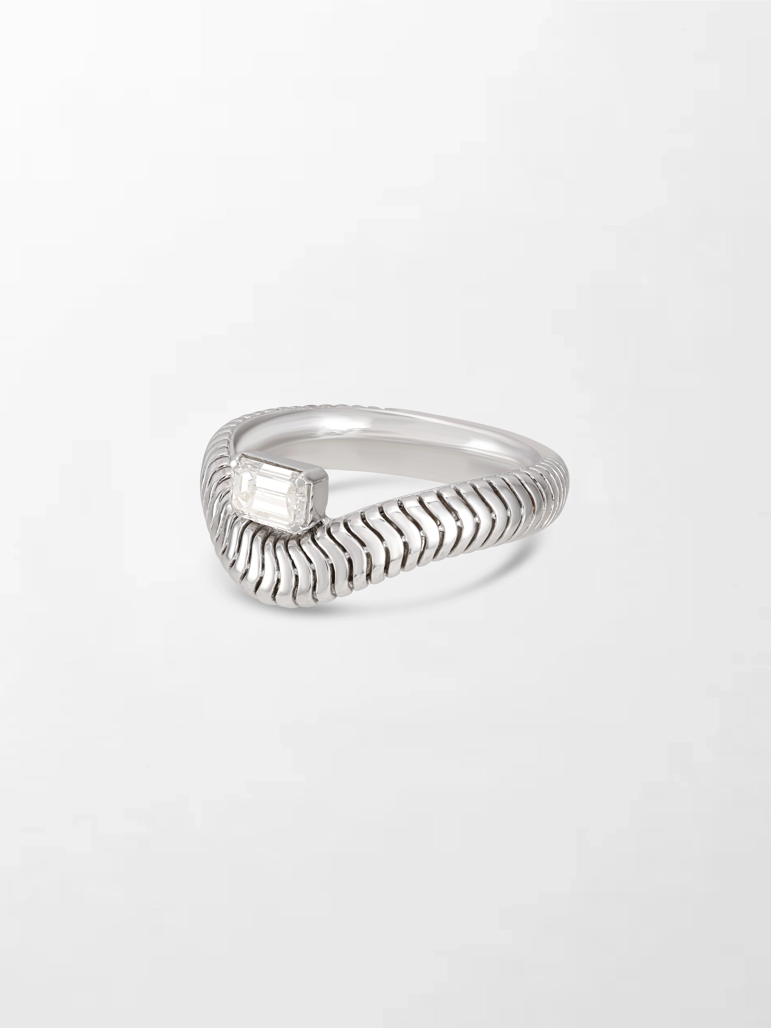 Emerald Cut Wave Ring
