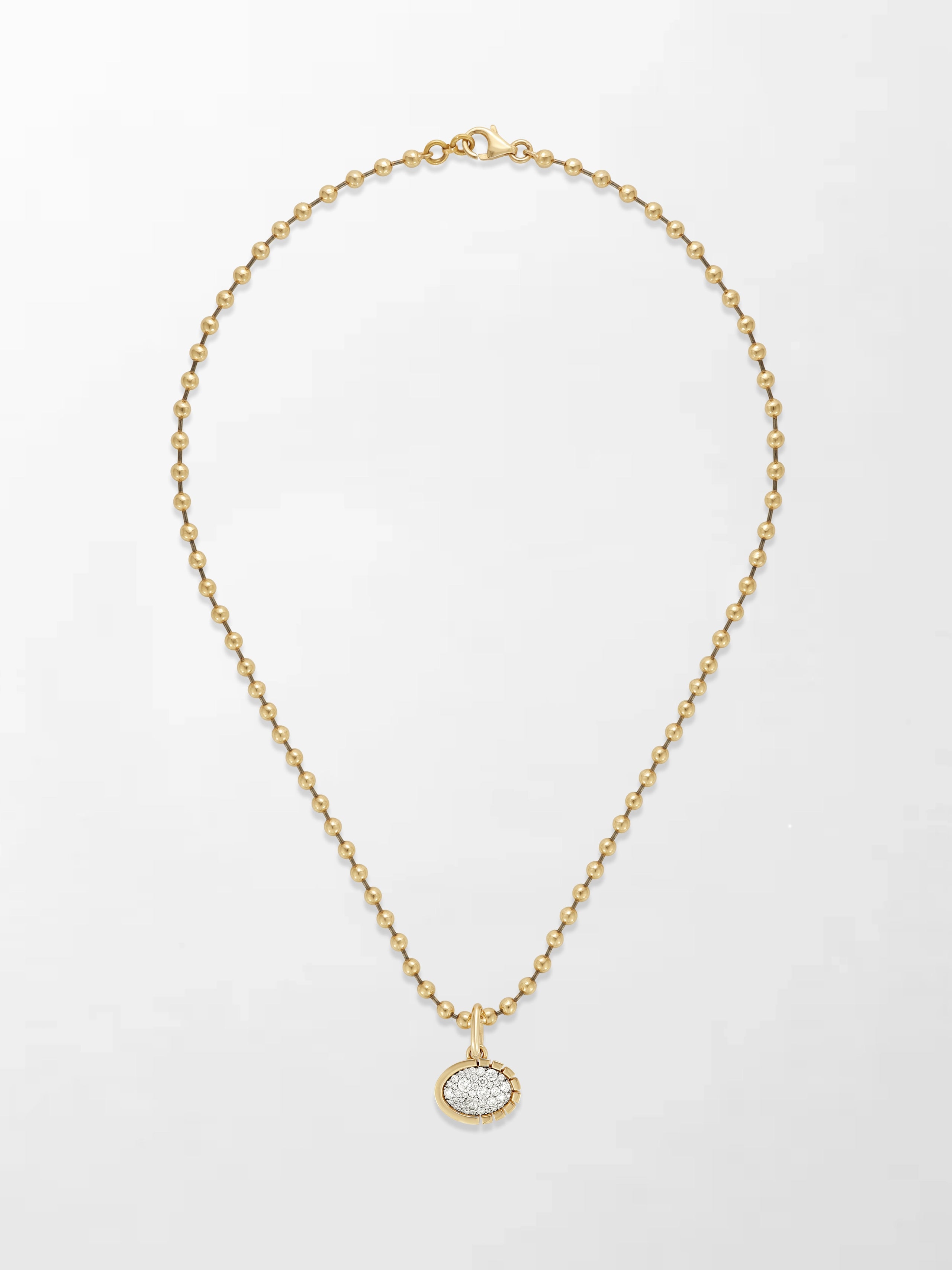 Split Bezel Pavé Pendant with Ball Chain