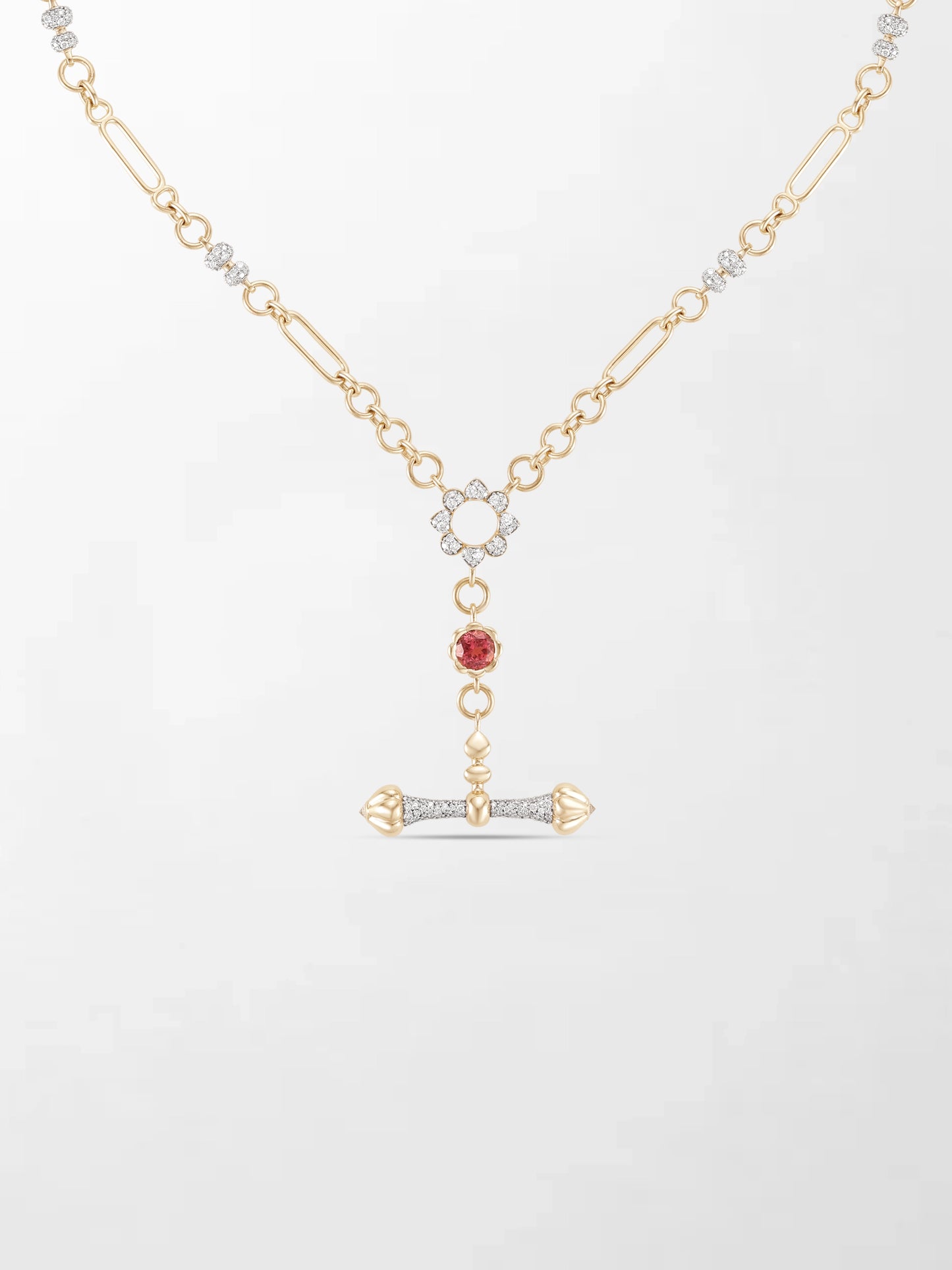 Pink Tourmaline T-Bar Chain