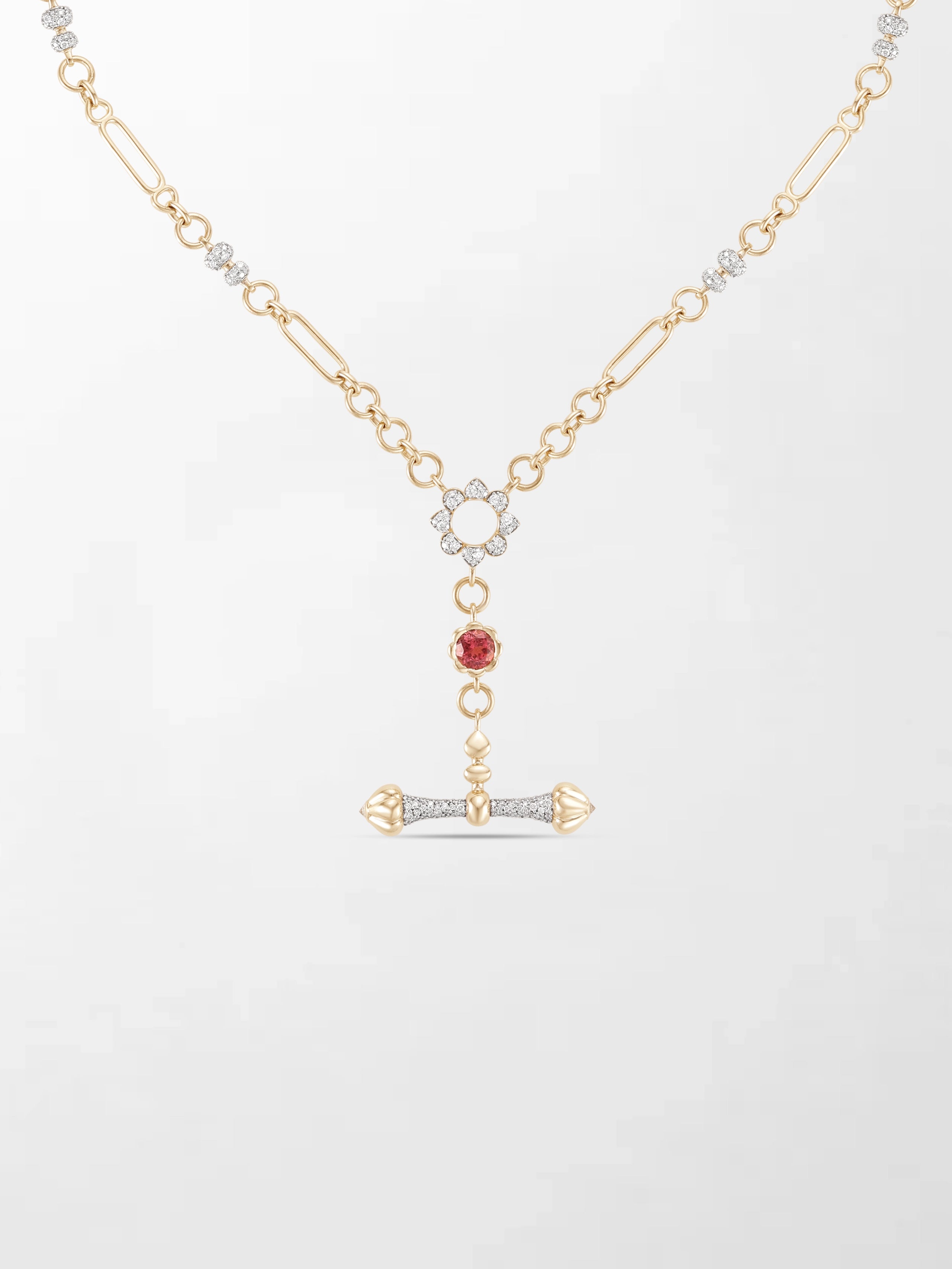 Pink Tourmaline T-Bar Chain