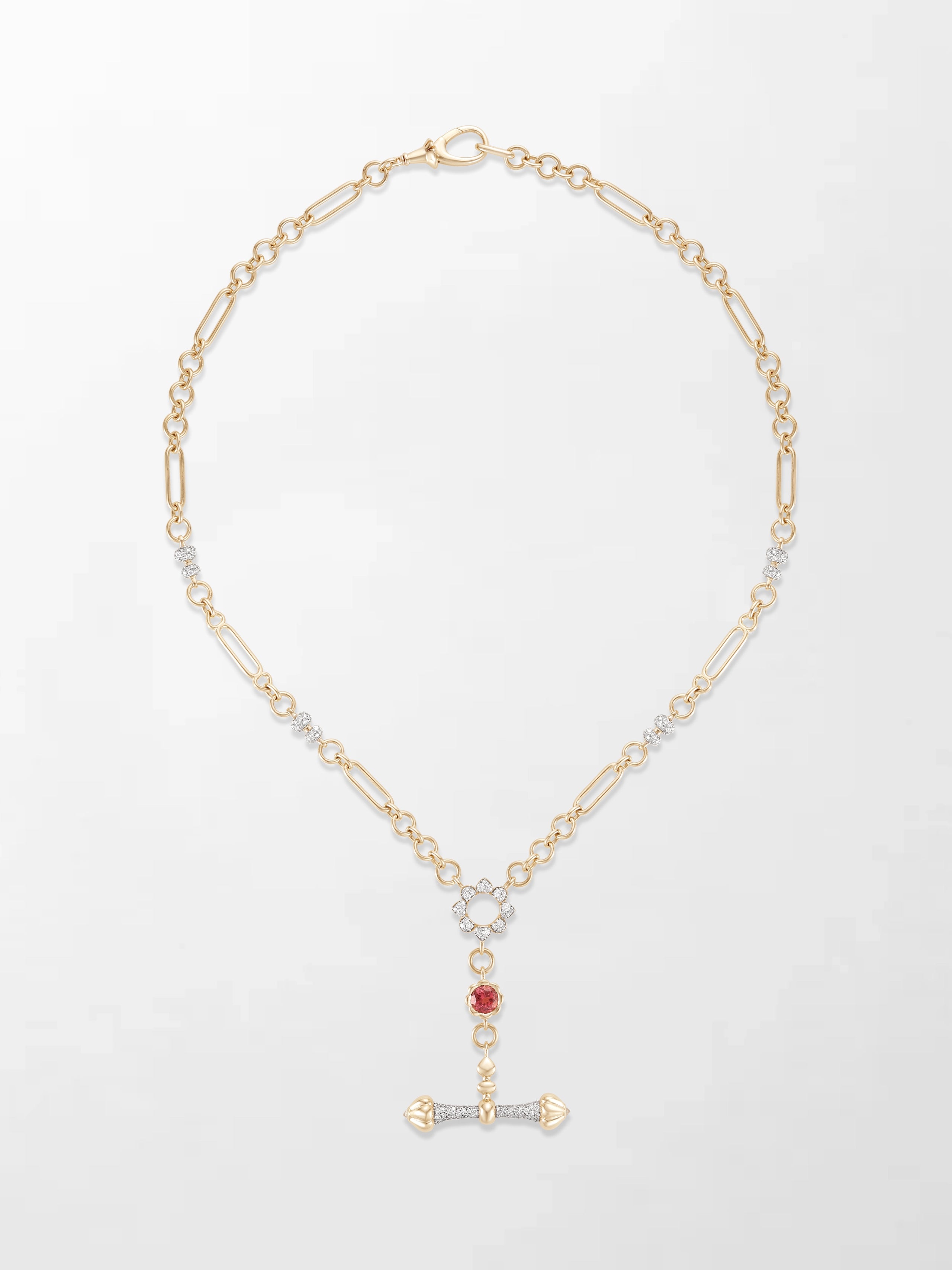 Pink Tourmaline T-Bar Chain