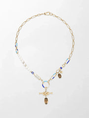 Sailor’s Knot Pearl & Smoky Quartz Necklace
