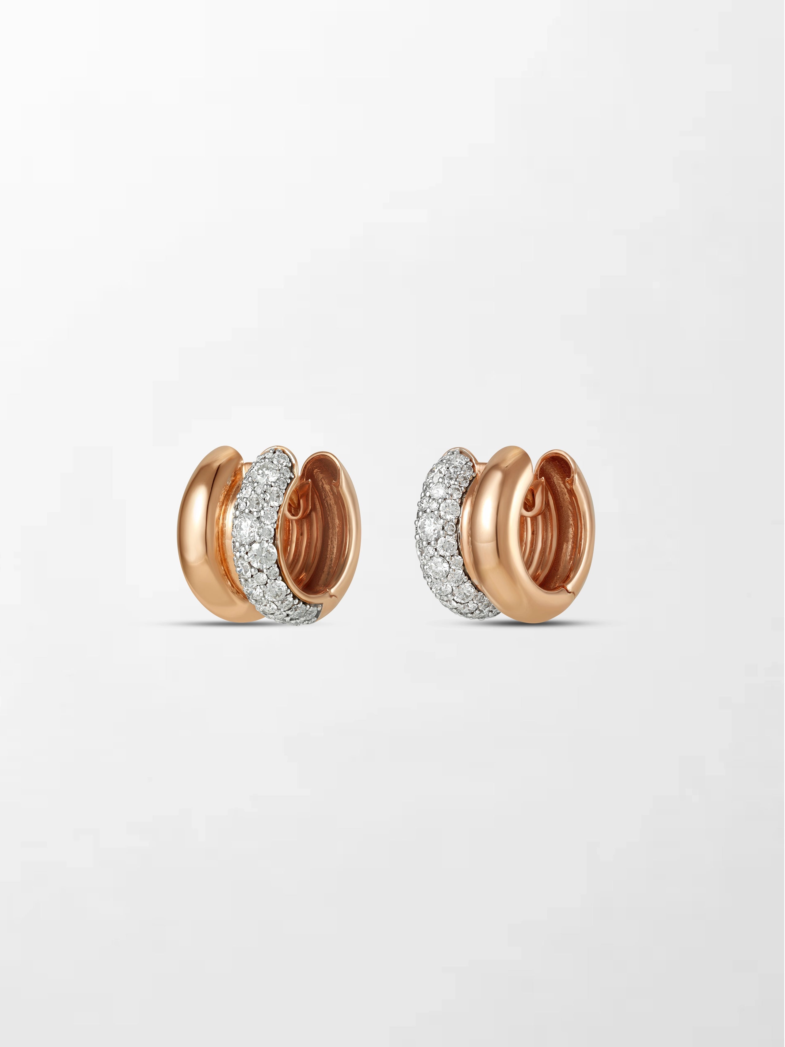 Duo Rose Pavé Huggie