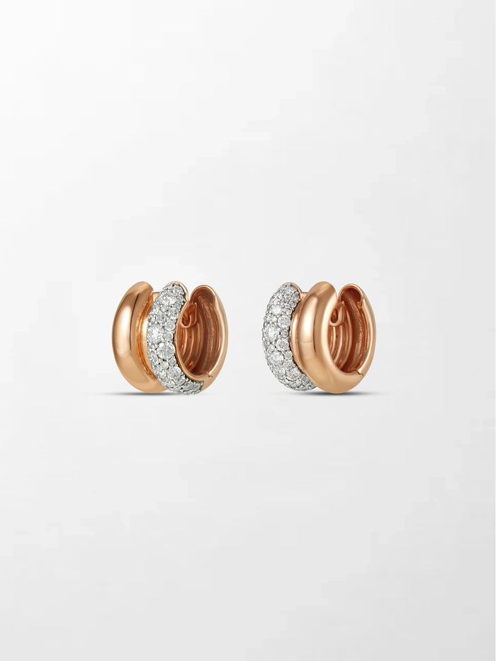 Duo Rose Pavé Huggie