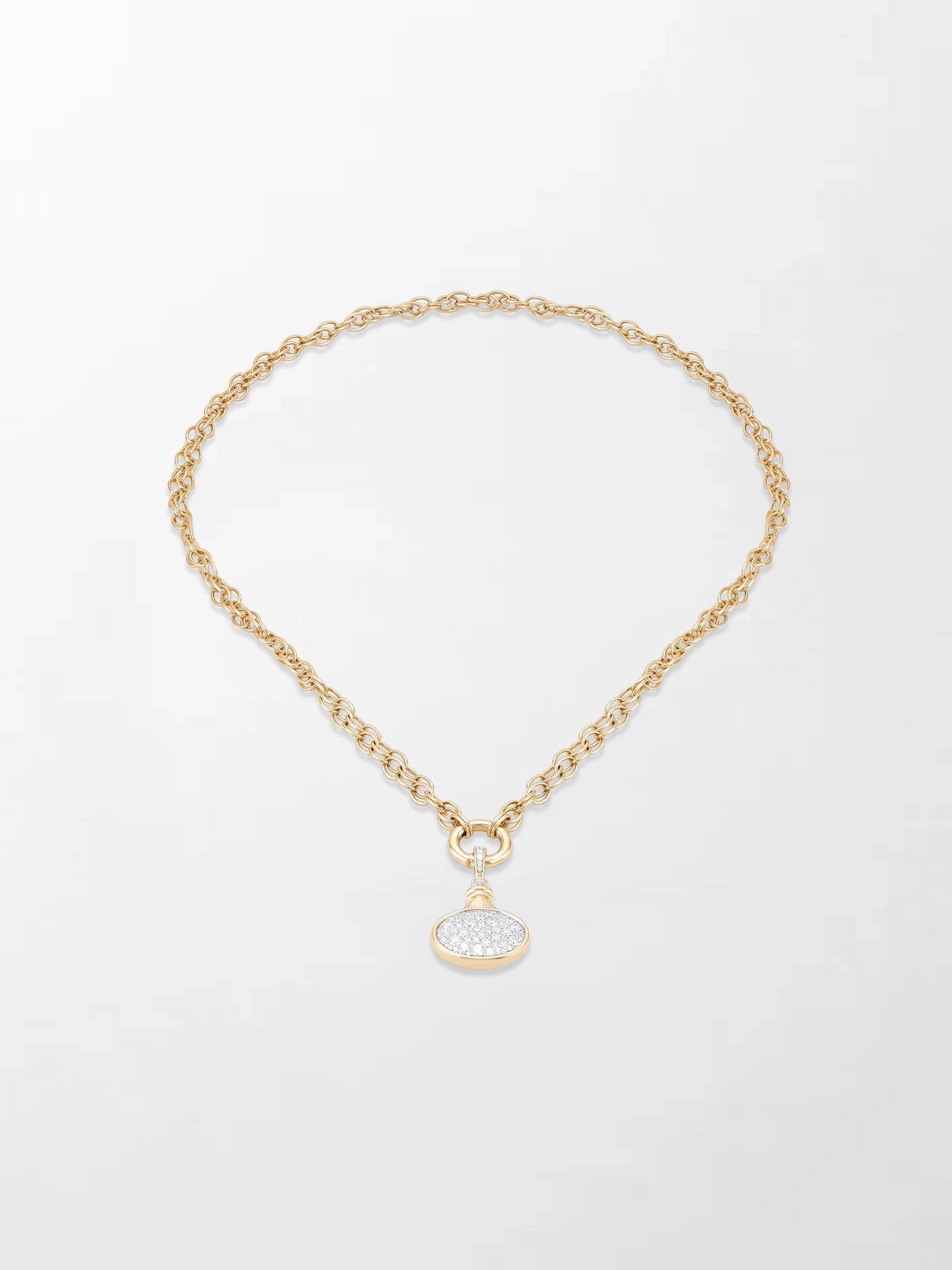 Oval Motif Pave Pendent on Illusion Chain