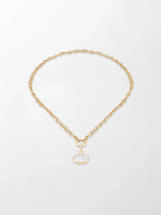 Oval Motif Pave Pendent on Illusion Chain