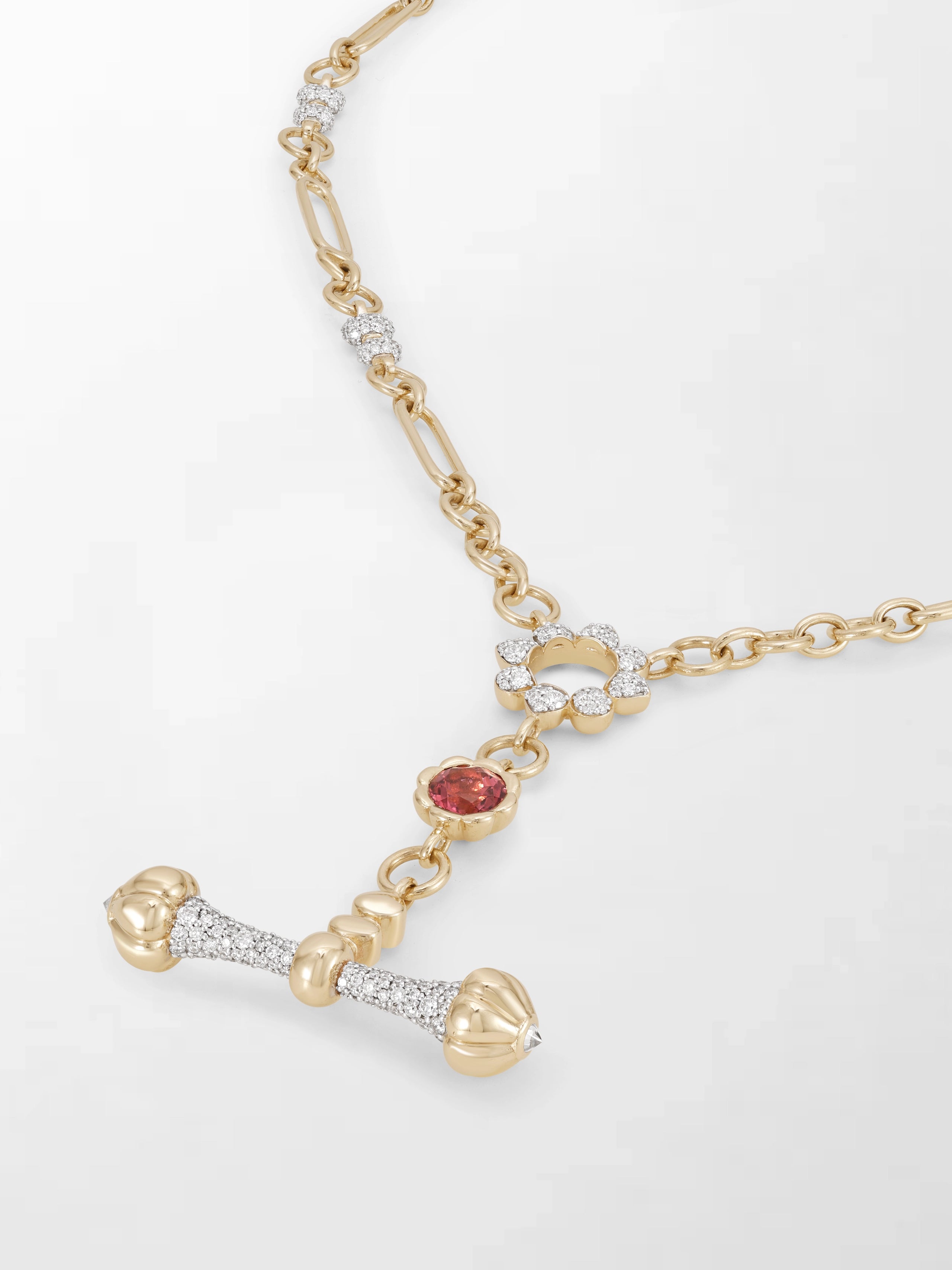 Pink Tourmaline T-Bar Chain